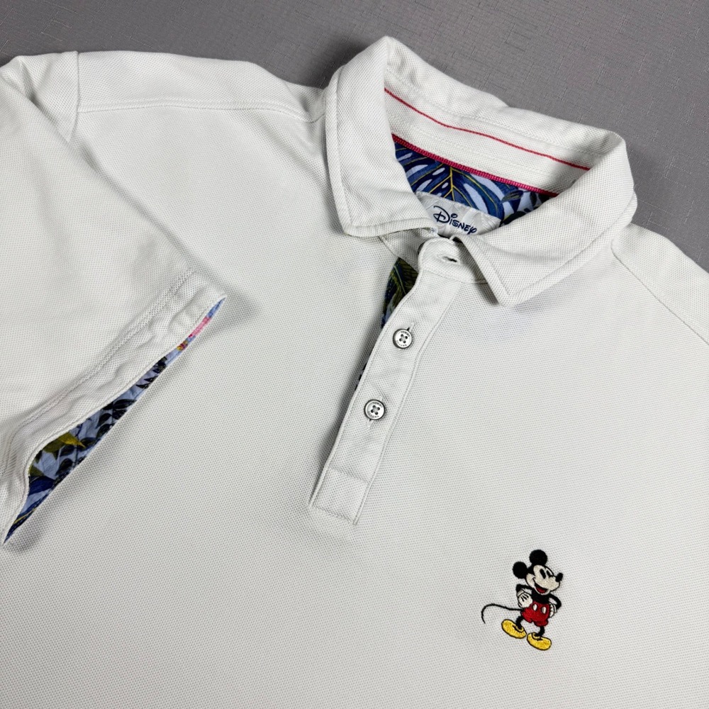 Tommy Bahama Disney Mickey Mouse Polo Shirt White Supima Cotton Mens Large